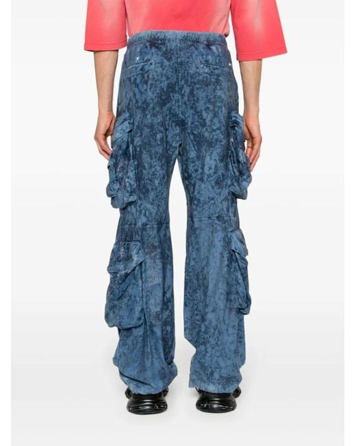 DIESEL Blue Printed Cotton Cargo Pant for men