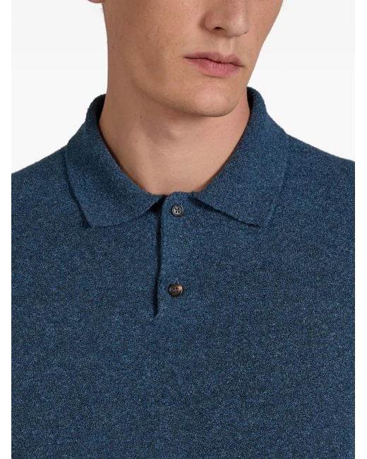 Zanone Blue Bouclé Polo Shirt for men