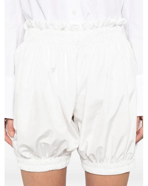 Norma Kamali White Peasant Puff Shorts