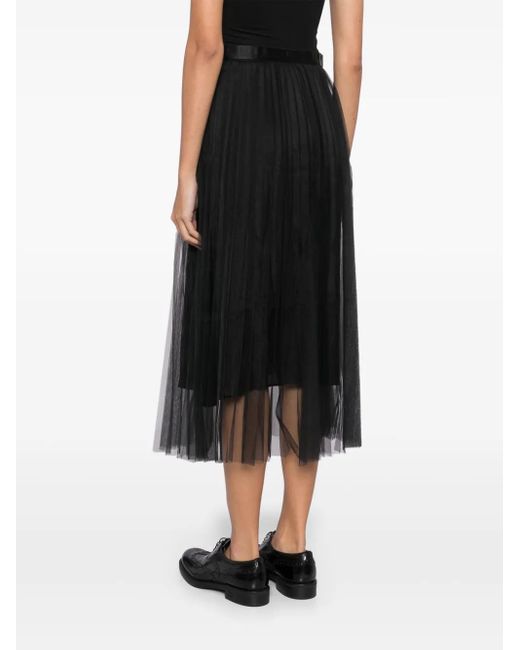 JNBY Black Pleated A-Line Skirt