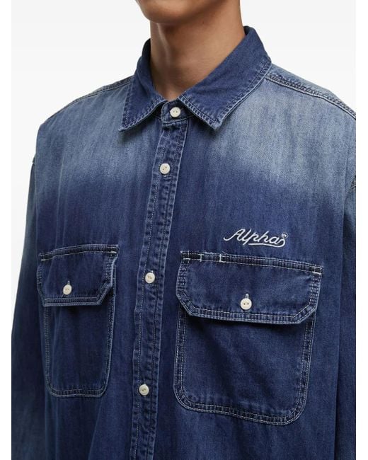 Alpha Industries Blue Ombre-Effect Denim Shirt for men