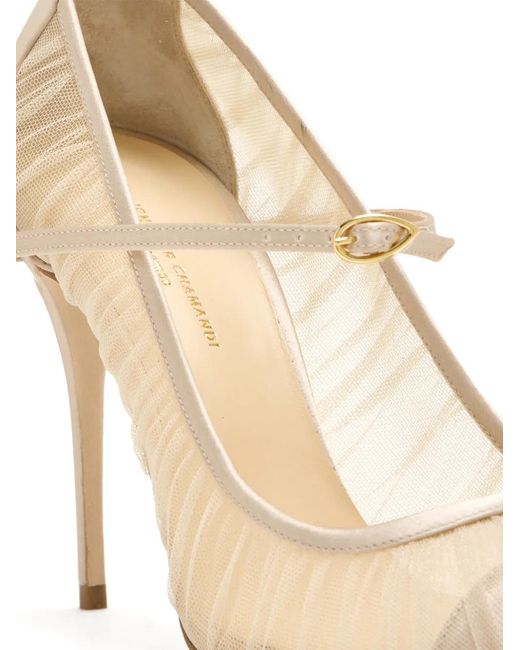 JENNIFER CHAMANDI Natural Lorenzo Tulle Strap Pumps