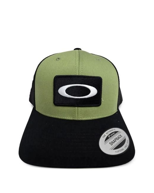 Oakley Green Logo-Patch Mesh-Panel Trucker Hat for men