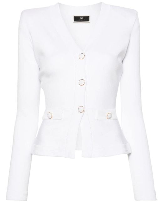 Elisabetta Franchi Fijngeribbeld Vest in het White