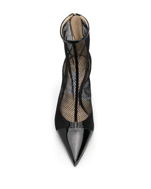Jimmy Choo Black Kix Mesh Patent-Leather Ankle Boots