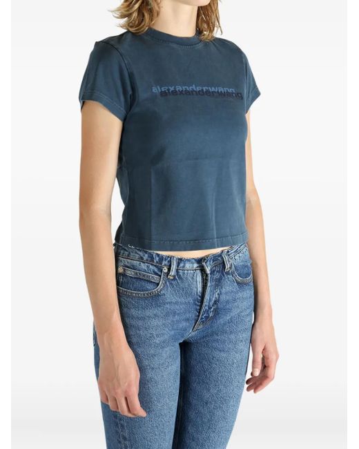 Alexander Wang Blue Logo-Print Short-Sleeve T-Shirt