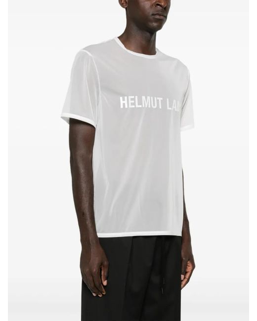 Camiseta translúcida con logo estampado Helmut Lang de color White