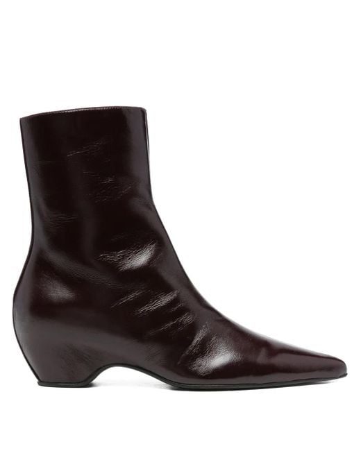 Khaite Brown 30Mm Sybil Leather Ankle Boots