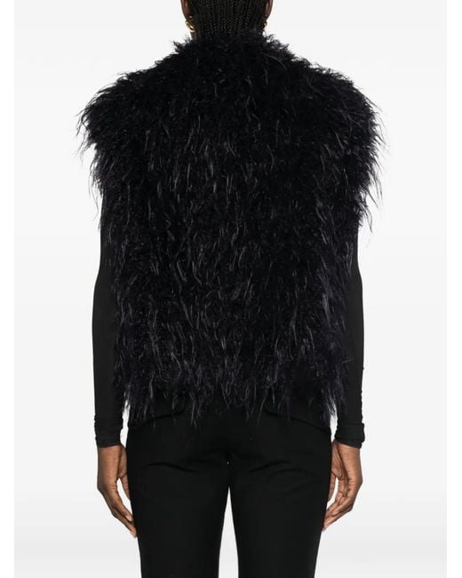 Forte_forte Black Feather-Effect Sleeveless Jacket