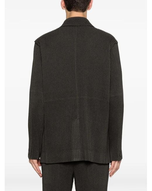 Homme Plissé Issey Miyake Black Pleated Single-Breasted Blazer for men