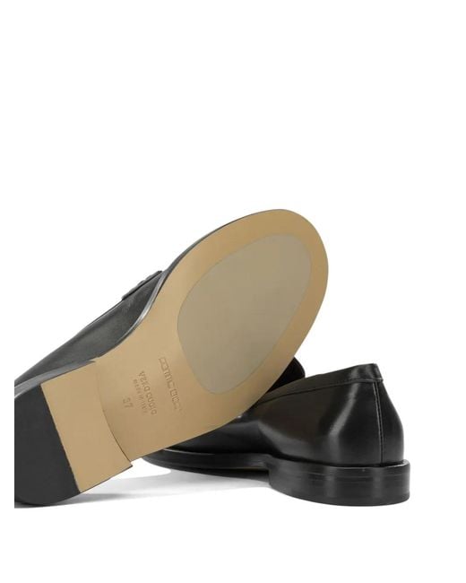 Pomme D ́Or Black Leather Penny-Slot Loafers