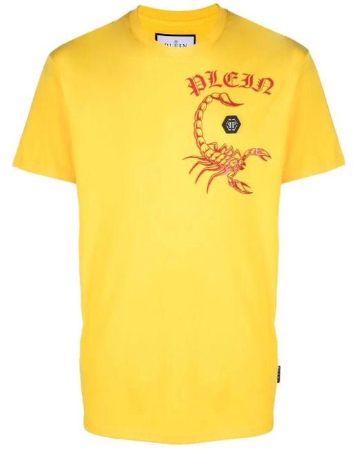 Philipp Plein Yellow Chest Logo-Print Detail T-Shirt for men