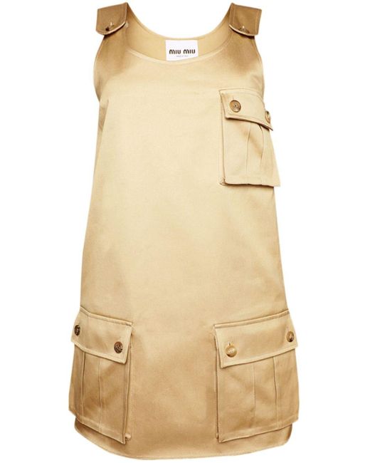 Miu Miu Natural Flap-pocket Pinafore Dress