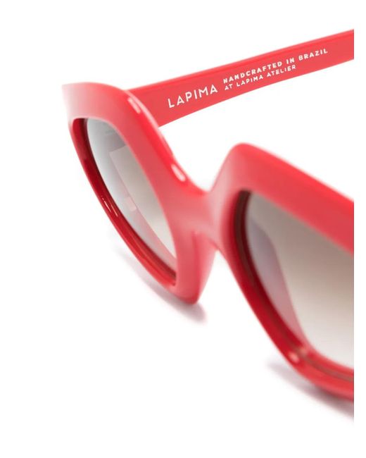 Lapima Red Antonia Oversize-Frame Sunglasses