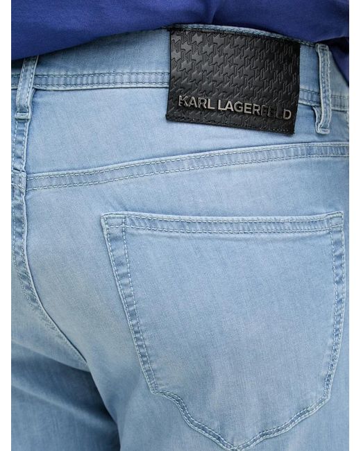 Karl Lagerfeld Blue Logo-Patch Straight-Leg Jeans for men