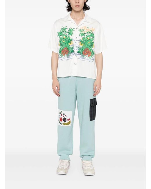 WESTFALL Blue Graphic-Print Tapered Trousers