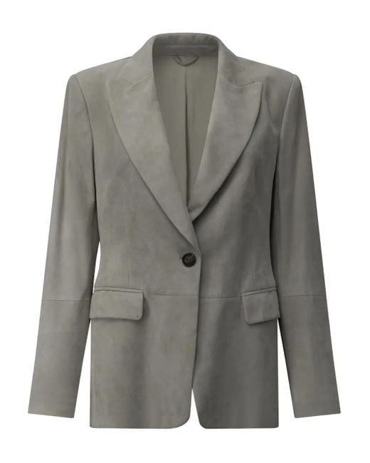 Brunello Cucinelli スエード シングルジャケット Gray