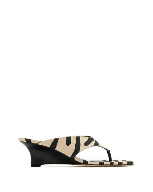 Stuart Weitzman Black Zebra-Print Wedge Sandals