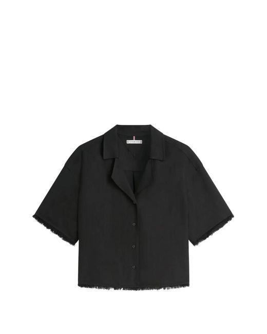 Tommy Hilfiger Black Chemise Ample Effilée À Manches Courtes