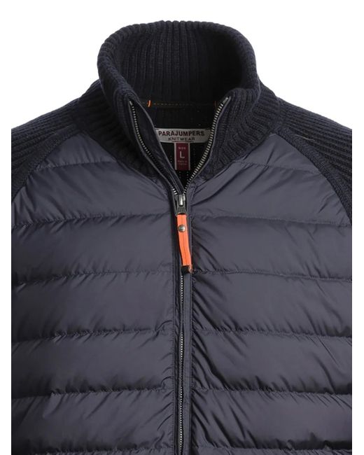 Parajumpers Black Olmo Ribbed-Knit Quilted Jacket for men