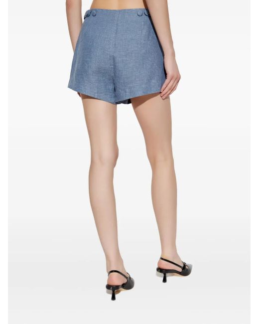 Posse Blue Button-Detailing Linen Tailored Shorts
