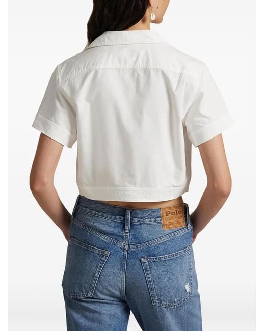 Polo Ralph Lauren White Tied-Front Short-Sleeve Shirt