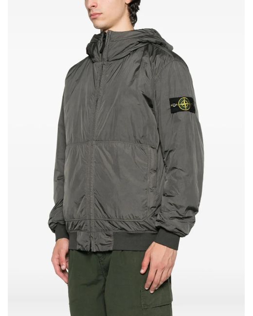 Stone Island Gray Hooded Panelled Jacket for men