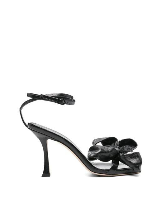 Jimmy Choo Black Staz Bow Ankle-Strap Sandals
