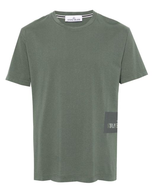 Stone Island Green Logo-print Cotton T-shirt for men