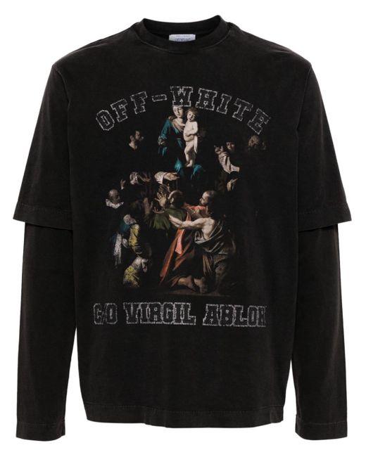 Off-White c/o Virgil Abloh Mary Skate T-Shirt im Layering-Look in Black für Herren