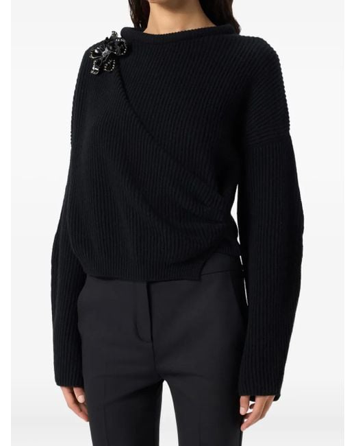 Maglione Con Applicazione A Fiori di Blumarine in Black