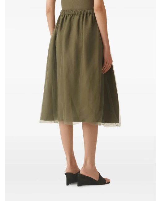 Fabiana Filippi Green Tulle-Overlay Midi Skirt