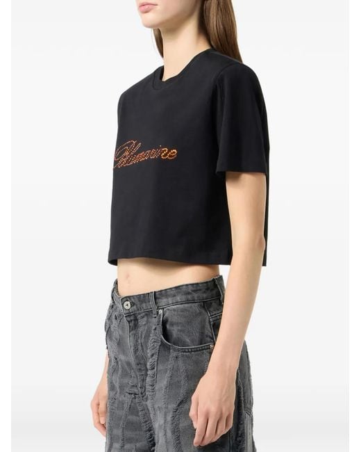 Blumarine Black Logo-Print Jersey T-Shirt