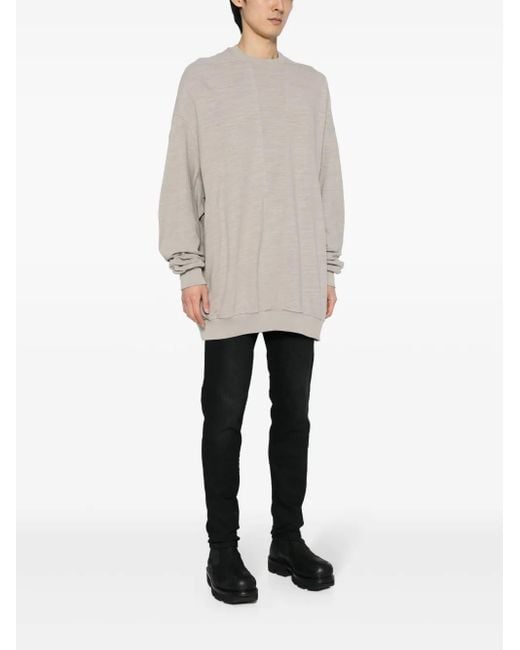 Rick Owens White Slub Panelled Sweatshirt for men