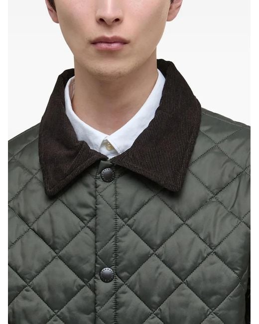 Barbour Gray Diamond-Quilted Corduroy-Collar Jacket for men