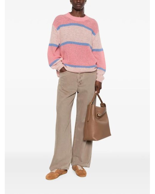 Closed Pink Striped Sweater