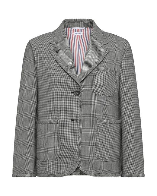 Thom Browne Gray Prince Of Whales Cropped Blazer