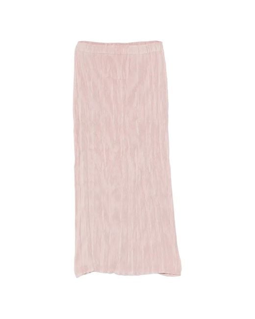 GONGDID DESIGN Pink Crinkled-Finish Elasticated-Waist Skirt