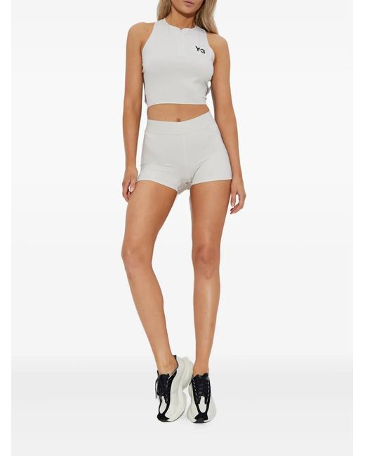 Y-3 White Zip-Front Logo Top