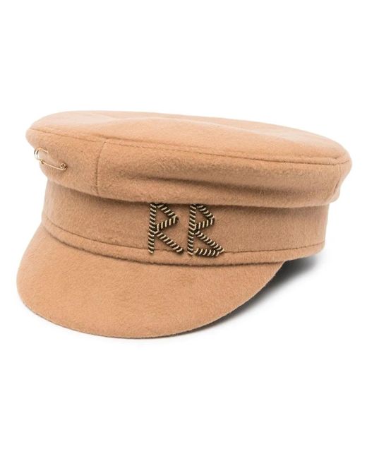 Ruslan Baginskiy Natural Beige Safety Pin Wool Baker Boy Cap - Women's - Wool/cotton