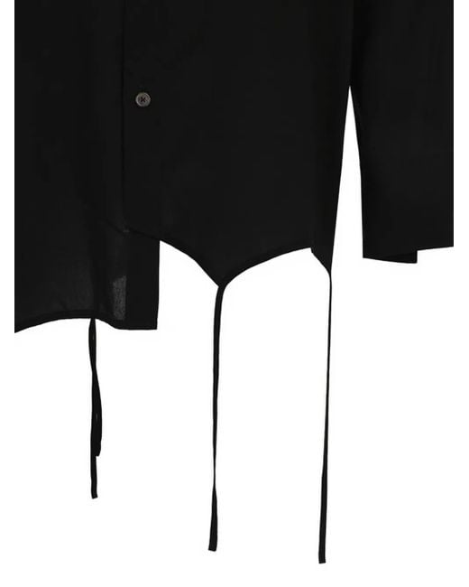 Sulvam Black Asymmetrical Drawstring Shirt for men