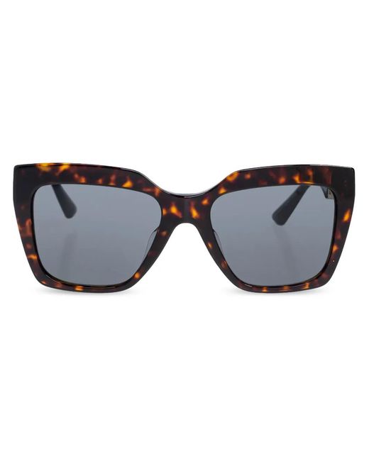 Versace Brown Tortoiseshell-Effect Geometric-Frame Sunglasses