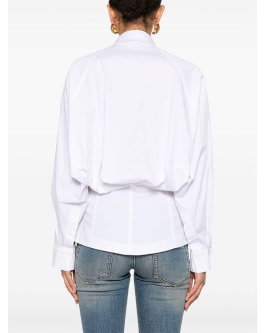 Dorothee Schumacher White Draped-detail Cotton Shirt