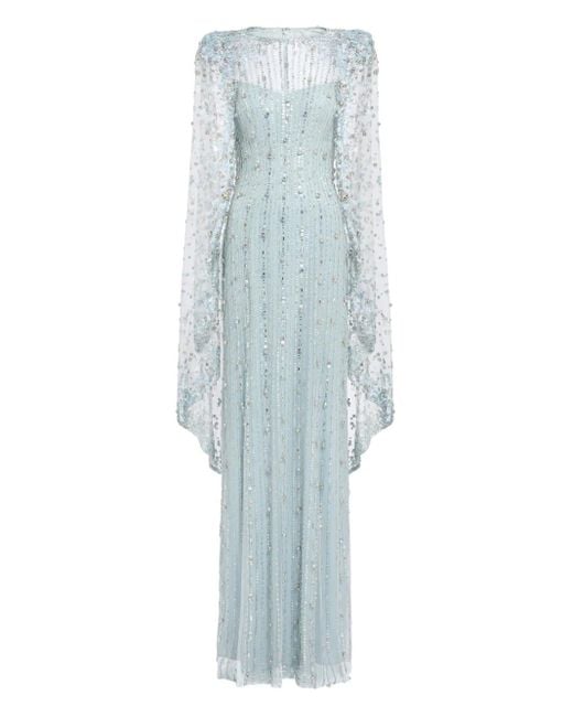 Jenny Packham Blue Blaize Maxikleid Im Cape-Stil