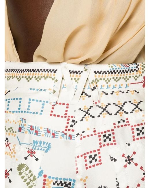 Momoní White Embroidered Wide-Leg Trousers