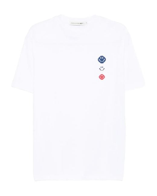 Joshua Sanders White Embroidered Cotton T-Shirt for men