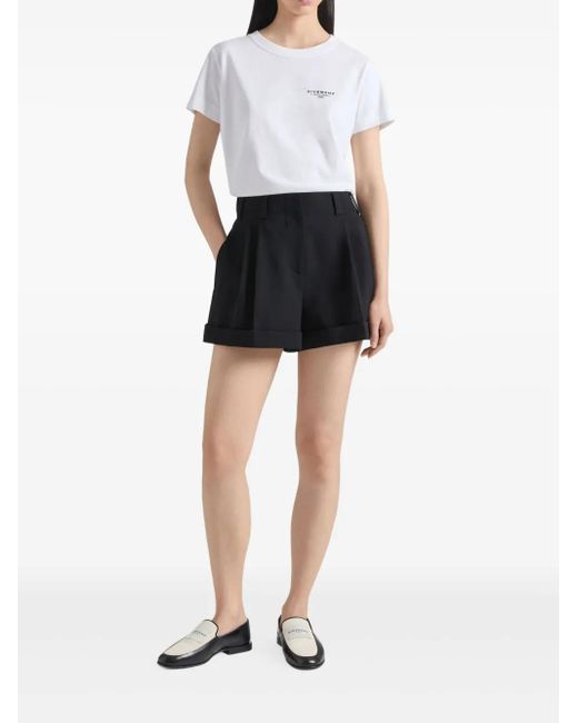 Givenchy Black Pleated Cuffed Shorts
