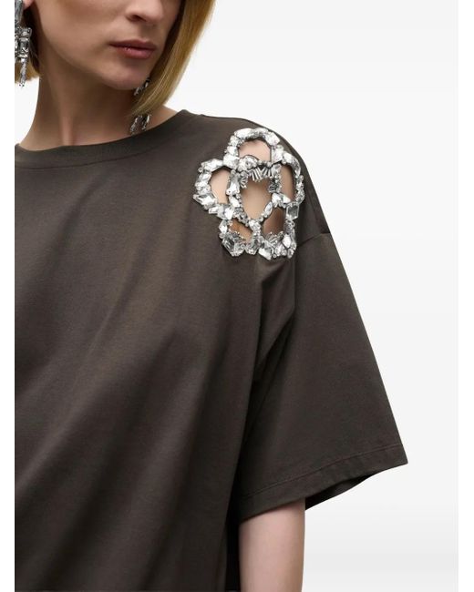 Area Black Crystal-Cluster Flower T-Shirt