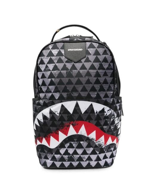 Sprayground Black Shark Mouth Geometric-Print Backpack for men