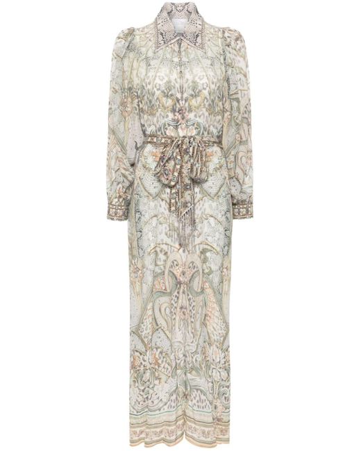Camilla White Ivory Tower Tales-print Dress